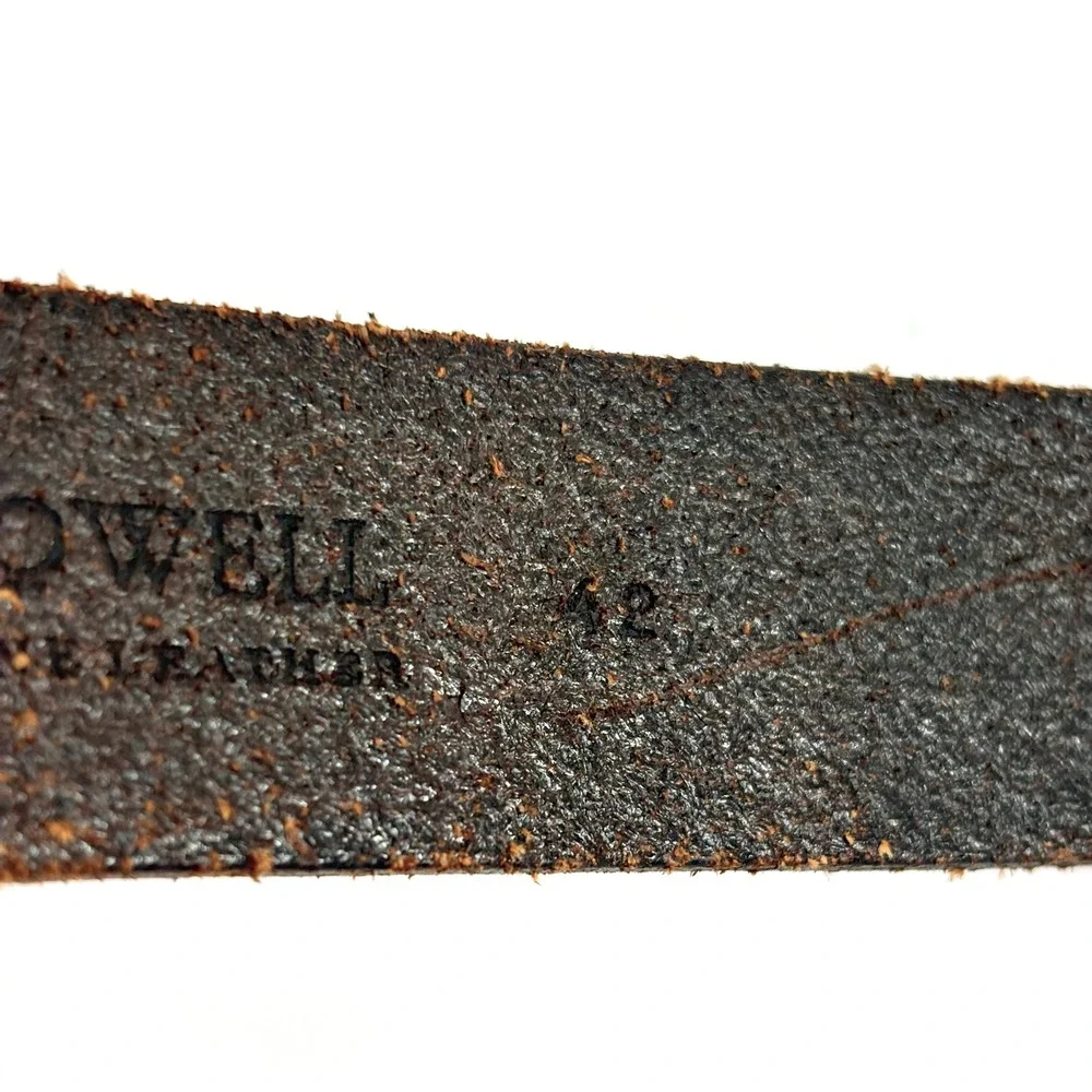Harold Powell Belt Dark Brown Textured Genuine Leather Made in Italy Size 42